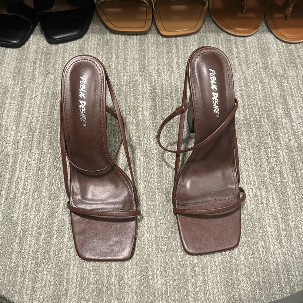 Brown Strappy Block Heel